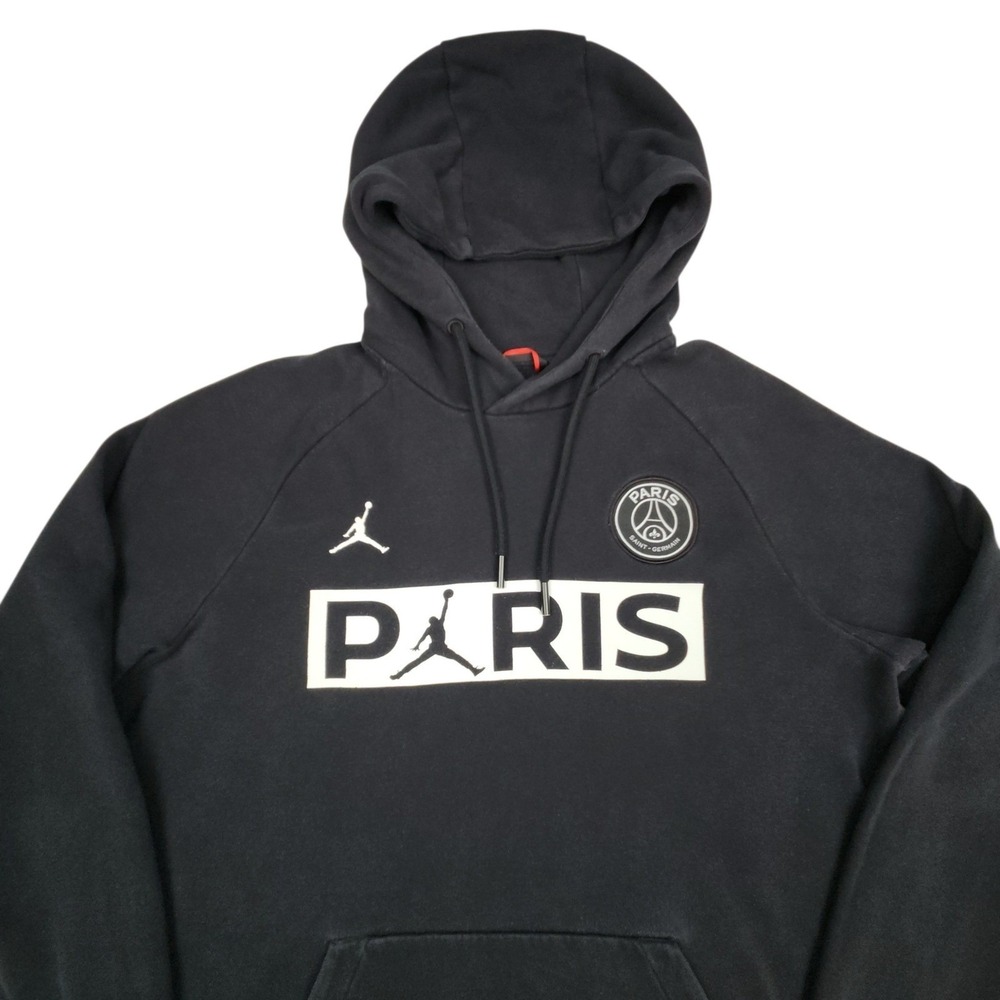 Nike Air Jordan PSG Paris Saint Germain Hoodie L‎ Black Pullover Soccer Football